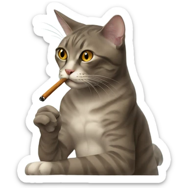 cat smoking sticker