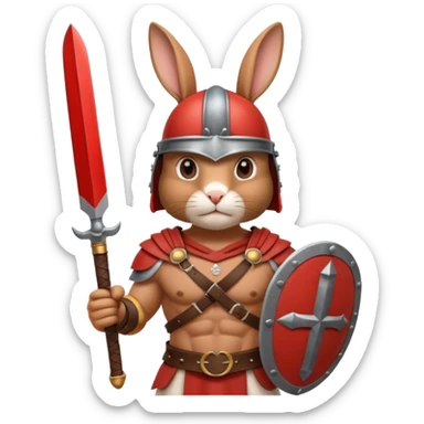 a rabbit Roman Gladiator, half upper  sticker