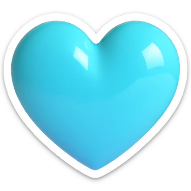 turquoise heart, glossy, 3D effect sticker