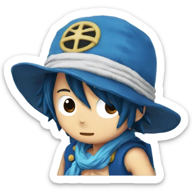 Luffy in a blue wale  sticker