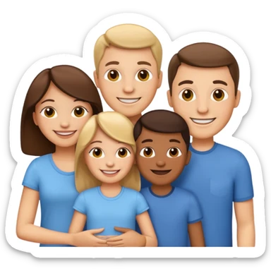 emoji of a family of 5: two adults, three children sticker
