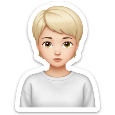 A beautiful short-haired girl wearing a white sweatshirt sticker
