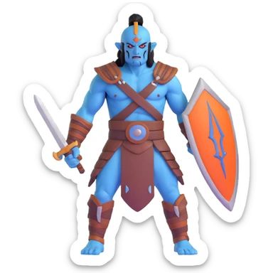 blue-skinned giant warrior with stitched skin sticker