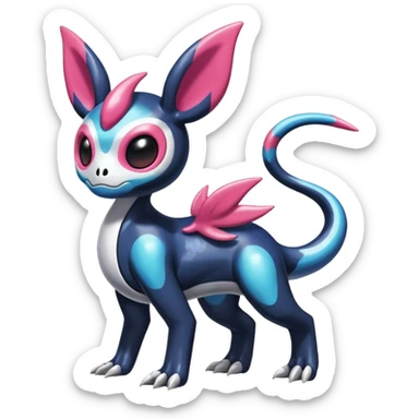 Shiny Duskull-Salandit-Sylveon-Fakémon-hybrid-creature (full body)  sticker
