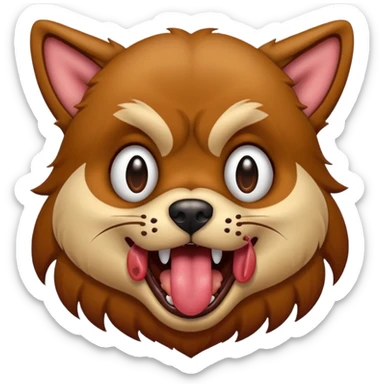 Mean dog sticking tongue out sticker