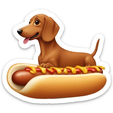 A sausage dog in a hot dog  sticker