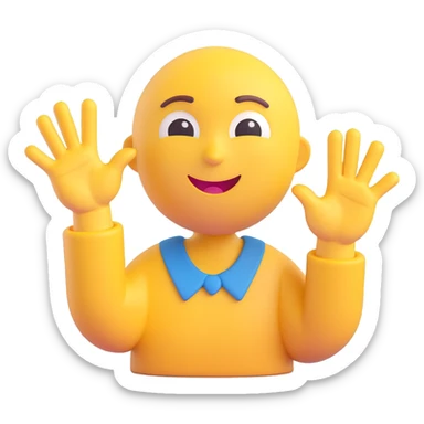 A classic yellow round emoji-style face using both hands to point at itself, with a proud or playful expression. The gesture clearly means "me" or "myself". Simple cartoon style on a clean background sticker