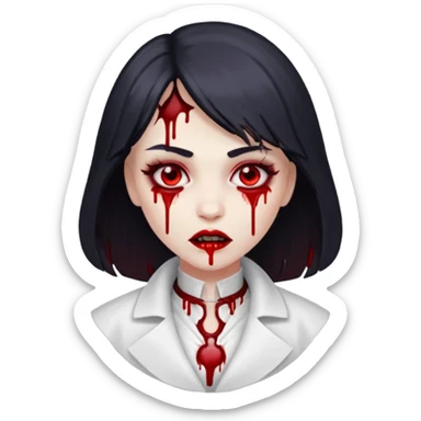 Women Vampire withwhite coat dress and eyes should be red with blood sticker