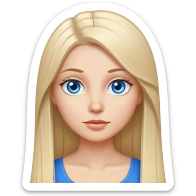 short and thick body white girl with long straight hair and blue eyes sticker