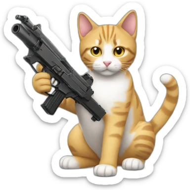 Gun cat sticker
