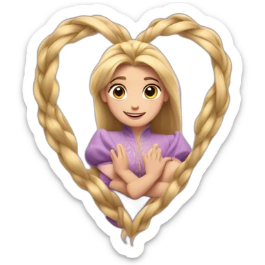 rapunzel heart with hands sticker