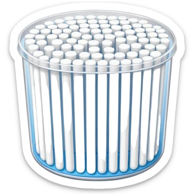 Cotton swabs in a plastic container, full packed  sticker