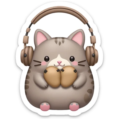 Pusheen with earphones  sticker