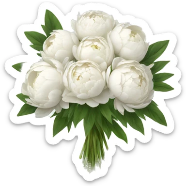 White peonies bouquet  sticker