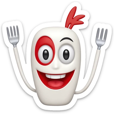 A fork mascot like forky in toy story sticker