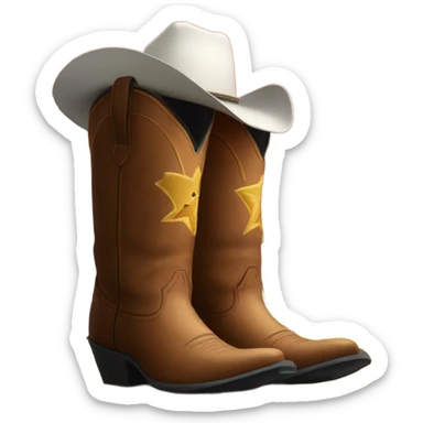 cowboy boots next to a barn sticker
