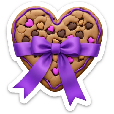 Brown Cookie heart with purple DV awareness decorative 
ribbon sticker