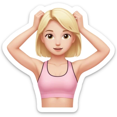 blonde girl stretching in light pink gym  sticker