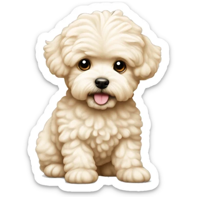 Cream color Maltipoo with a ball sticker