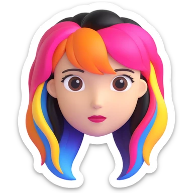 shiny 3D hairstyle with multiple colors sticker