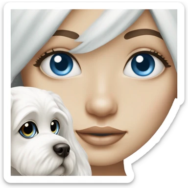 Blue eye Girl with white maltese dog sticker