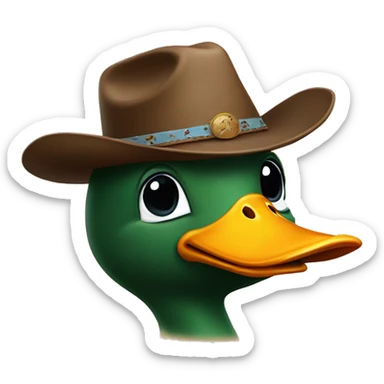 Duck with a cowboy hat sticker