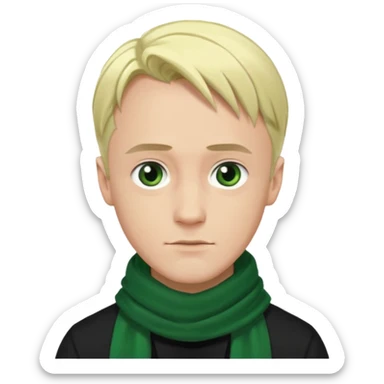 draco malfoy, black shirt,  green scarf sticker