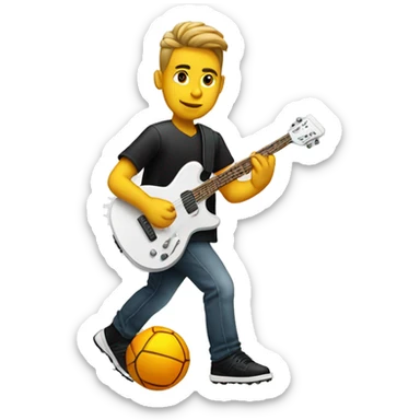 a white soocer player dribbling and playing guitar at the sametime sticker
