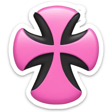 Pink cross with a silver chain wrapped around it with black bows sticker