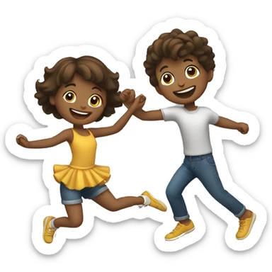 Happy boy and a girl dancing together  sticker