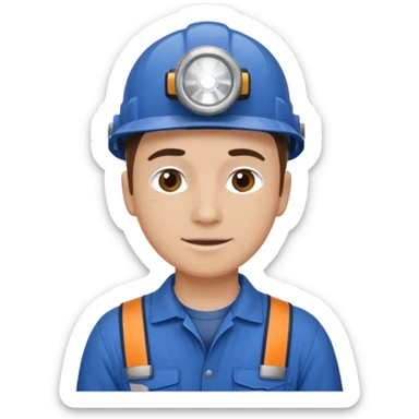 Technician + headlamp + blue jumpsuit, Repair Crew. sticker
