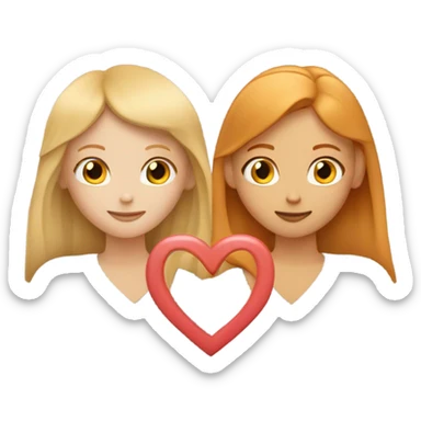 Blonde girl and ginger girl in a love heart sticker