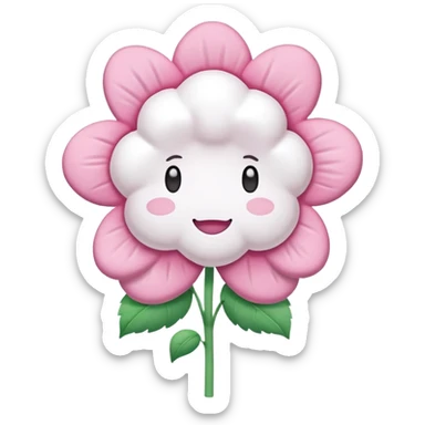 a single large flower-shaped marshmallow, pink and white, fluffy texture sticker