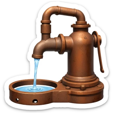 Ghibli style water pump with water pouring out of it sticker