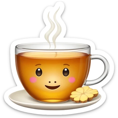 simple cup of tea with ginger root sticker