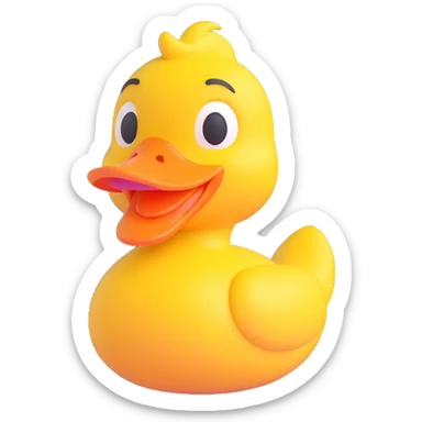 smiling duck, 3D emoji style, bright yellow sticker