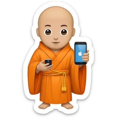 a mobile Phone in a monk orange robe sticker