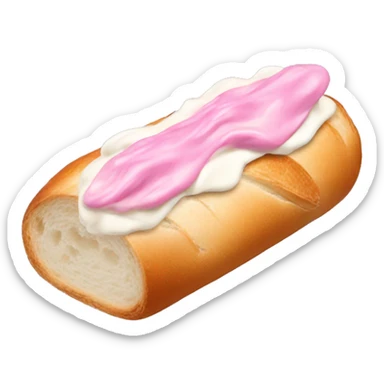 baguette lathered in pink cream cheese sticker