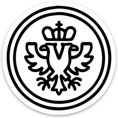 imperial coin icon with crown or eagle motif, clean lines sticker
