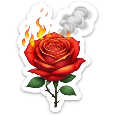 a burning rose sticker