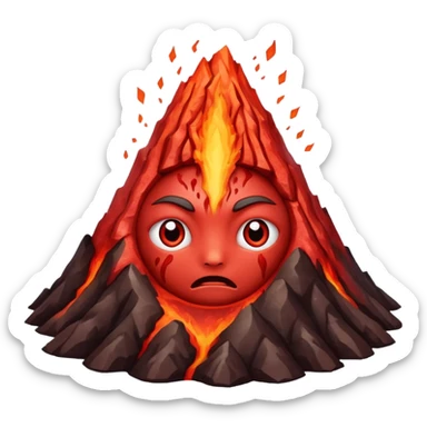 Create a volcano with its eyes tightly shut red face sticker