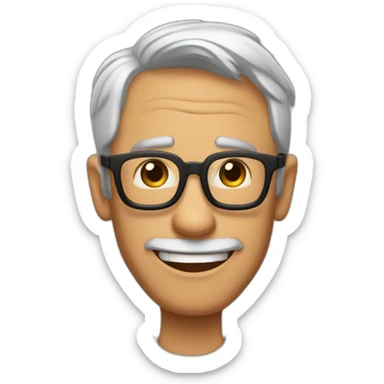 Imagen al estilo Disney Pixar de hombre de 55 años, pelo  canoso, gafas, sin afeitar y complexión fuerte sticker