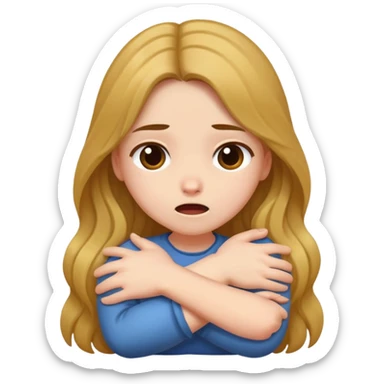 Girl crossing her arms, choking herself sticker