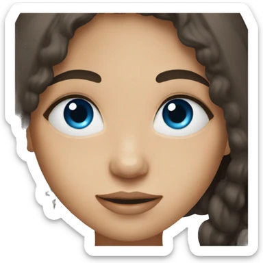 girl with dark brown hair, blue eyes, and freakles sticker