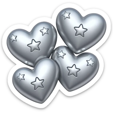 Silver hearts and stars sticker