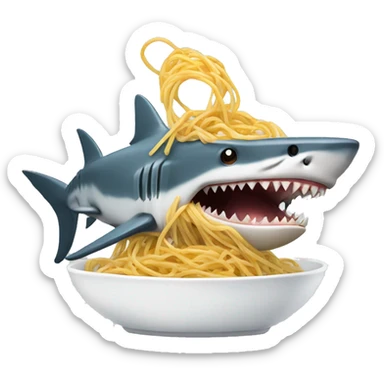 a shark eating spaghetti  sticker