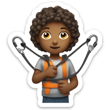 child cradling a bungee cord sticker