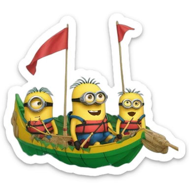 Minions on dragon boat  sticker