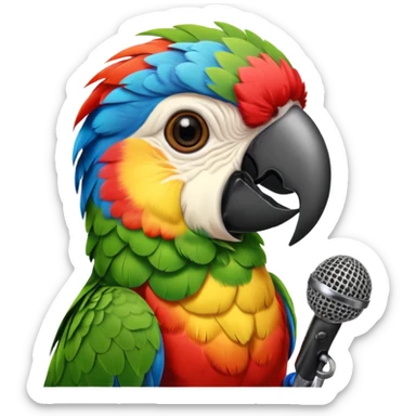 Parrot speaking into mic sticker