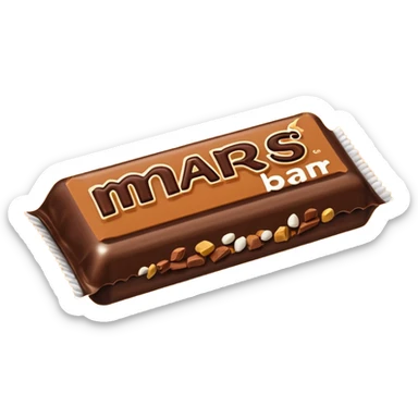 Illustrate a Mars bar unwrapped, showing caramel & nougat inside. sticker